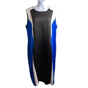 Ashro Colorblock Sleeveless Shift Dress Size 16W Classic Modern‎ Graphic Career